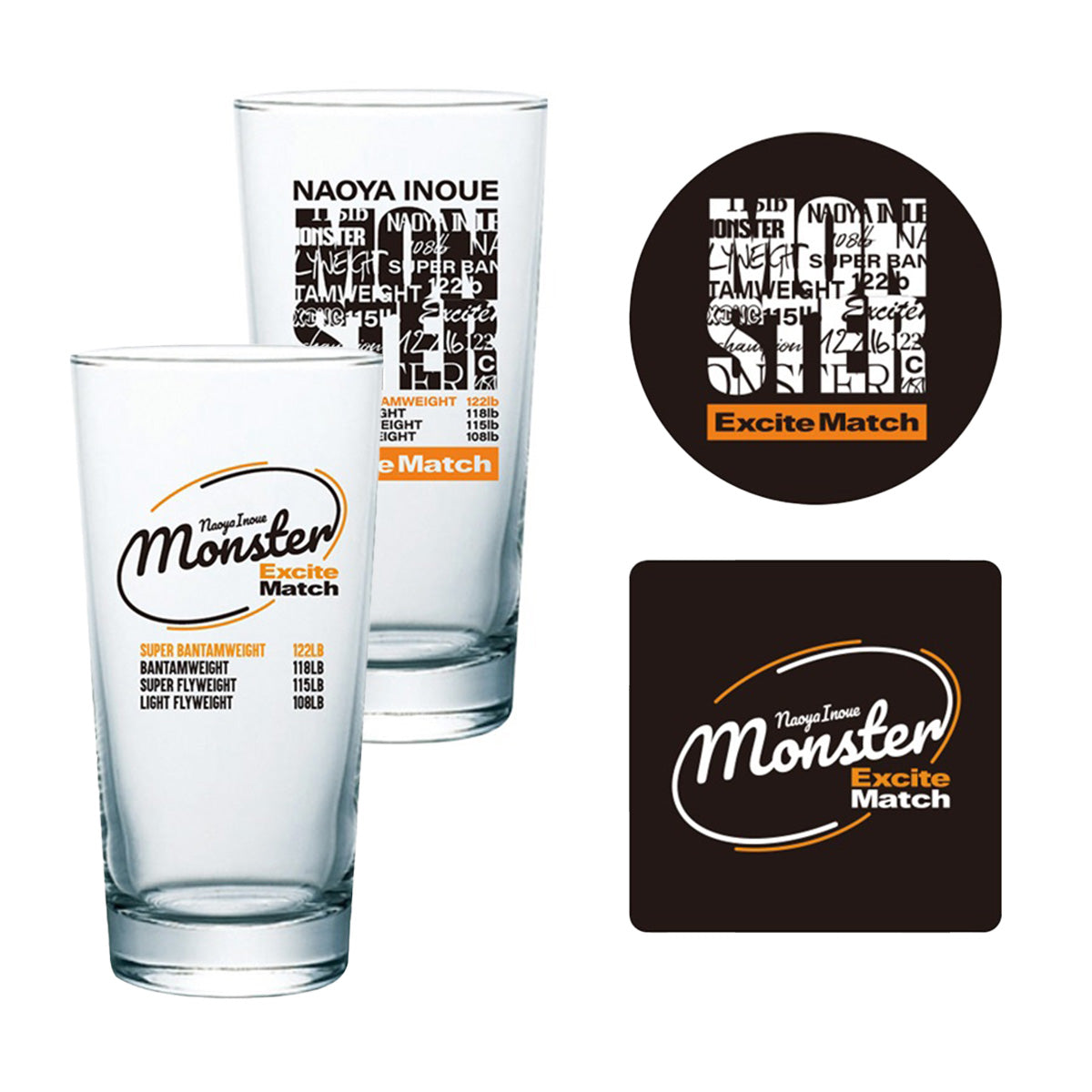 【NAOYA INOUE × ExciteMatch】MONSTER 4階級ver. グラス&ラバーコースター