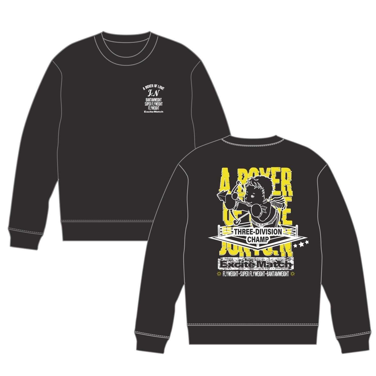 【JUNTO NAKATANI × ExciteMatch】3階級制覇 ダンボールニット クルーネックスウェット