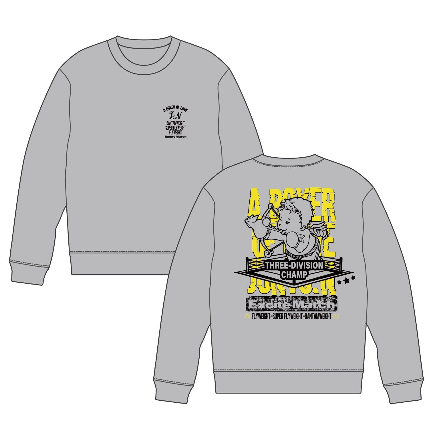 【JUNTO NAKATANI × ExciteMatch】3階級制覇 ダンボールニット クルーネックスウェット