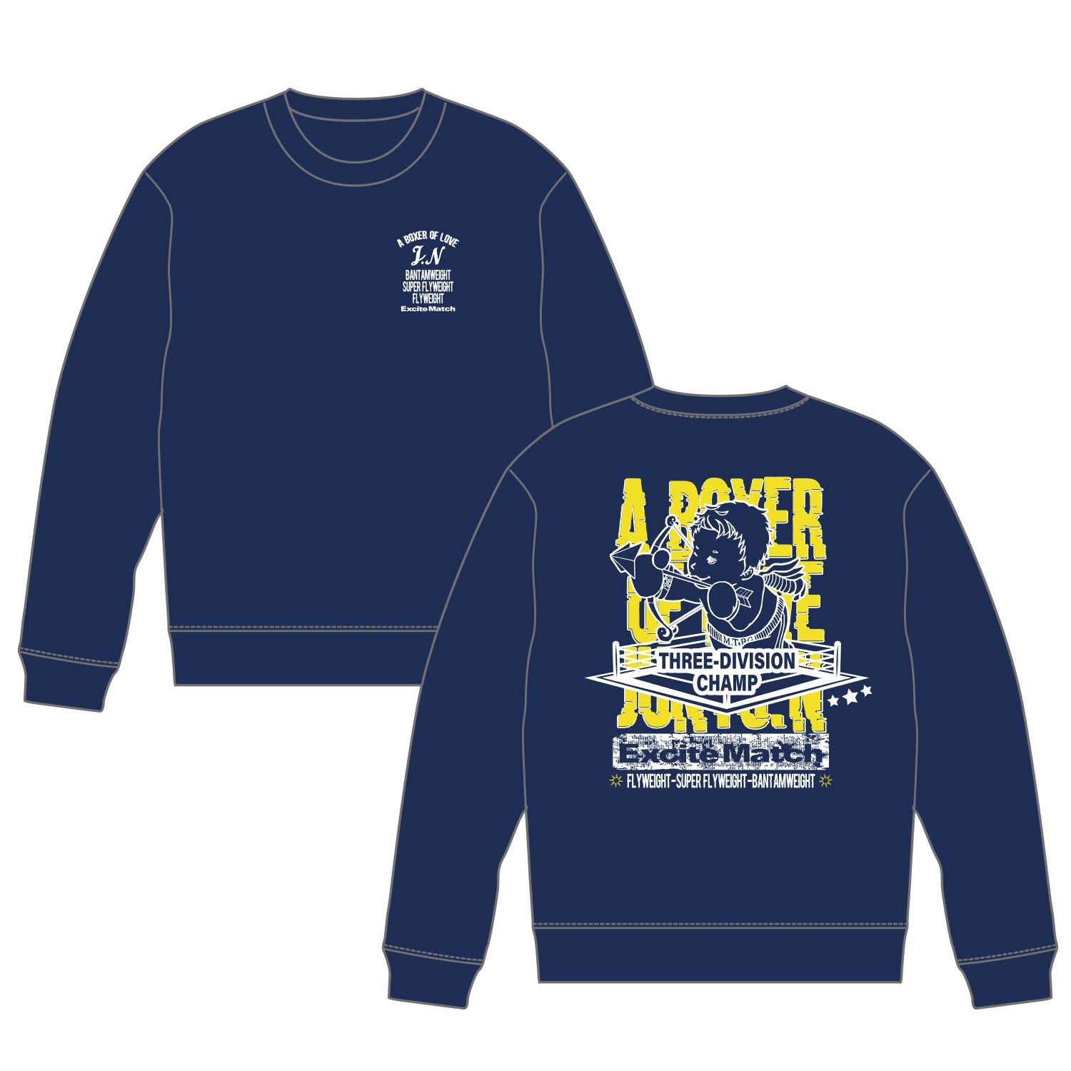 【JUNTO NAKATANI × ExciteMatch】3階級制覇 ダンボールニット クルーネックスウェット