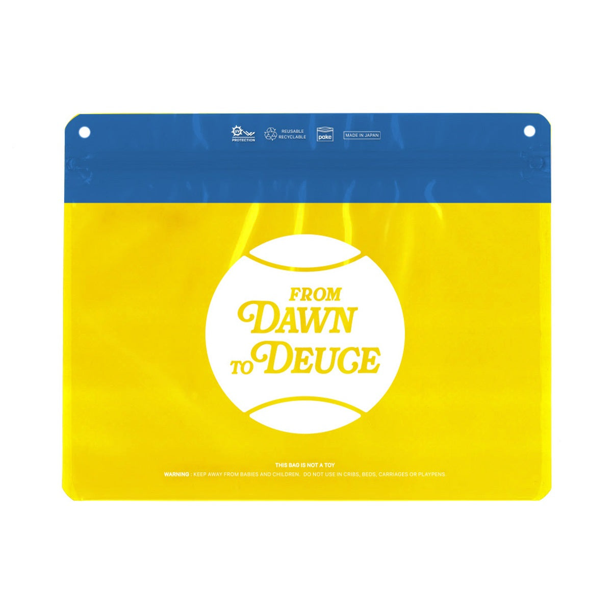 【テニス WOW on Court】WOWOWオリジナル Pake(R) ジップバッグ “From Dawn to Deuce”(Yellow/Blue)