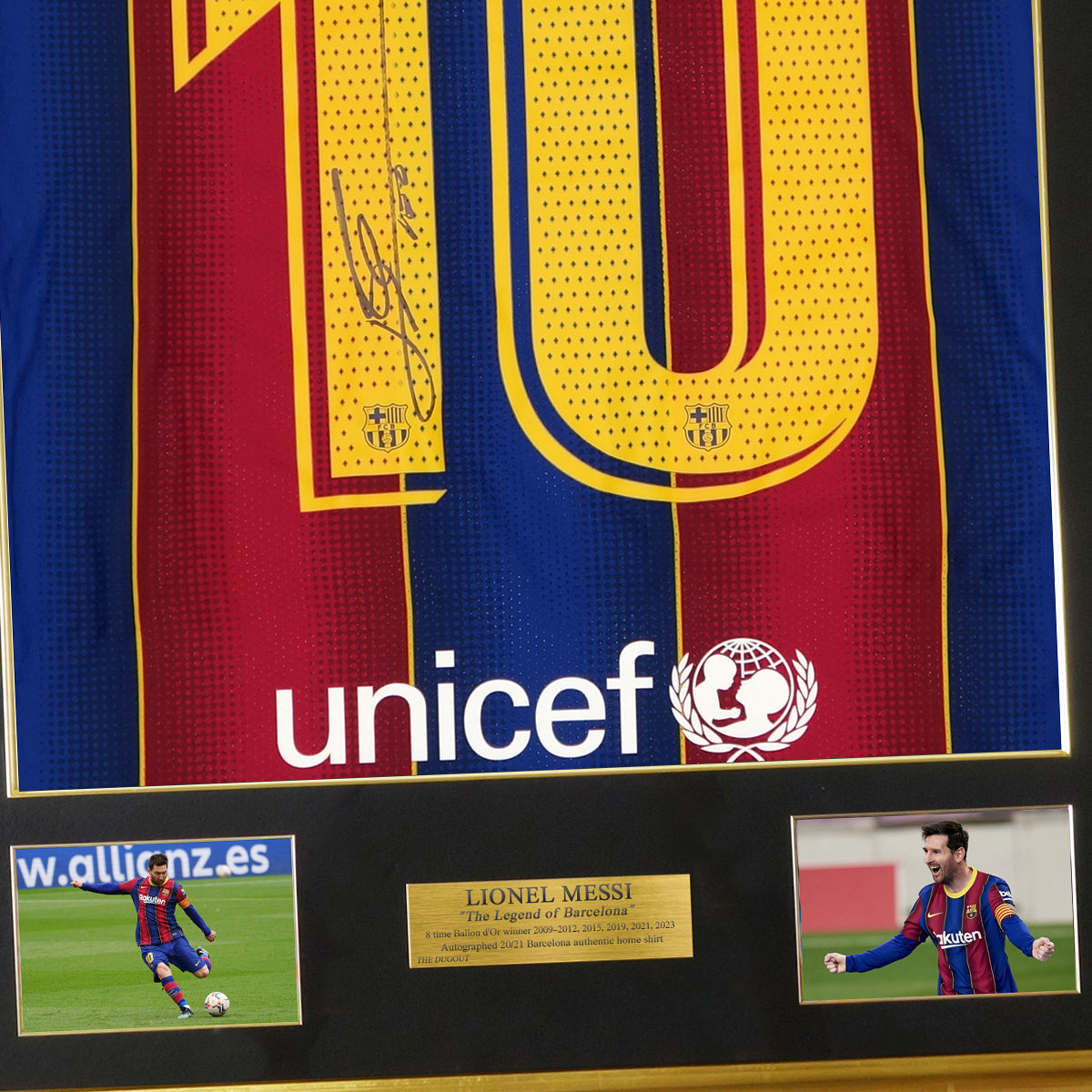 【メモラビリア】メッシ直筆サイン入りバルセロナ2020-21ホームサッカーユニフォーム特製フレーム (オーセンティック)