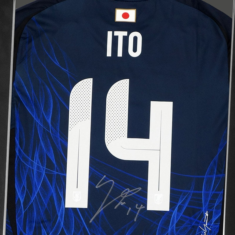 【メモラビリア】伊東純也 直筆サイン入り日本代表2024ホームサッカーユニフォーム特製フレーム