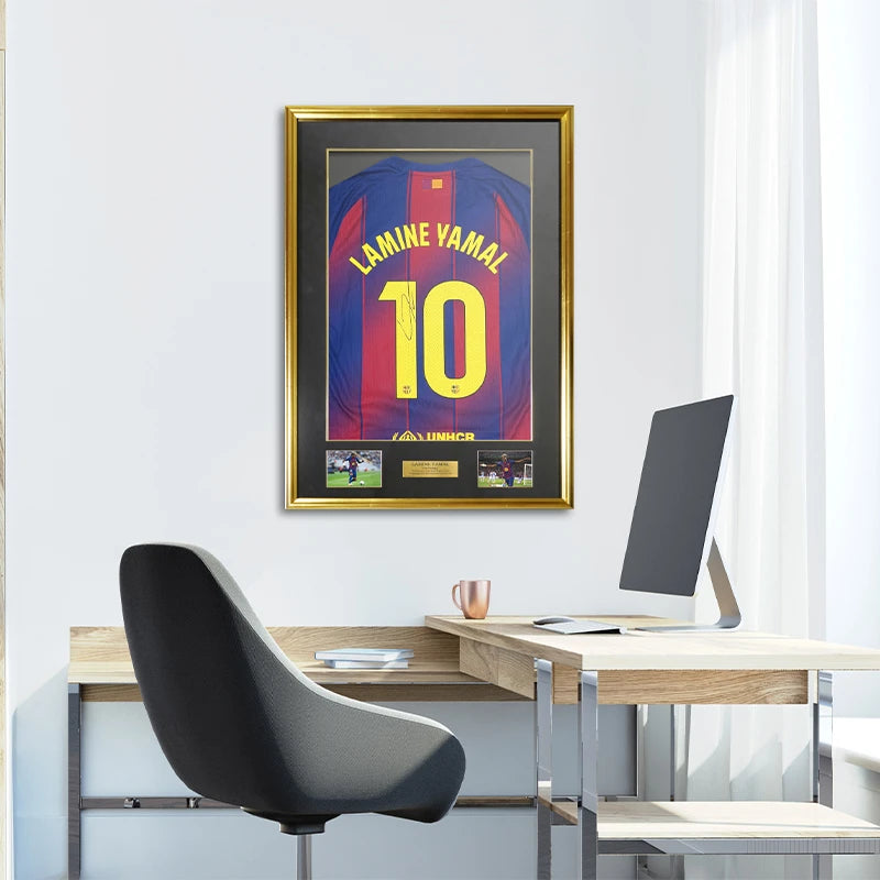 【メモラビリア】ヤマル直筆サイン入りバルセロナ25/26ホームユニフォーム特製フレーム (オーセンティック)