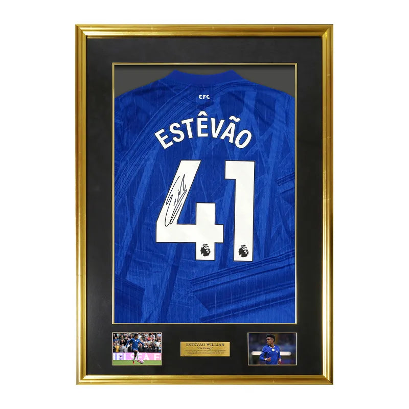 【メモラビリア】エステヴァン直筆サイン入りチェルシー25/26ホームユニフォーム特製フレーム (オーセンティック)