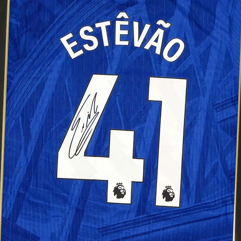 【メモラビリア】エステヴァン直筆サイン入りチェルシー25/26ホームユニフォーム特製フレーム (オーセンティック)