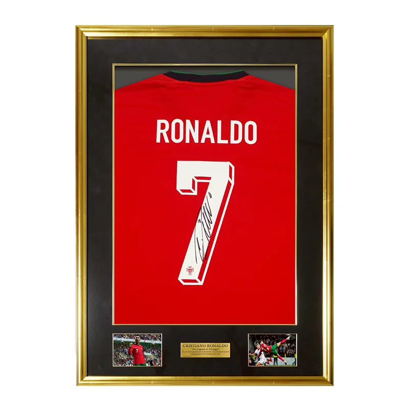 【メモラビリア】ロナウド直筆サイン入りポルトガル代表2024ホームユニフォーム特製フレーム