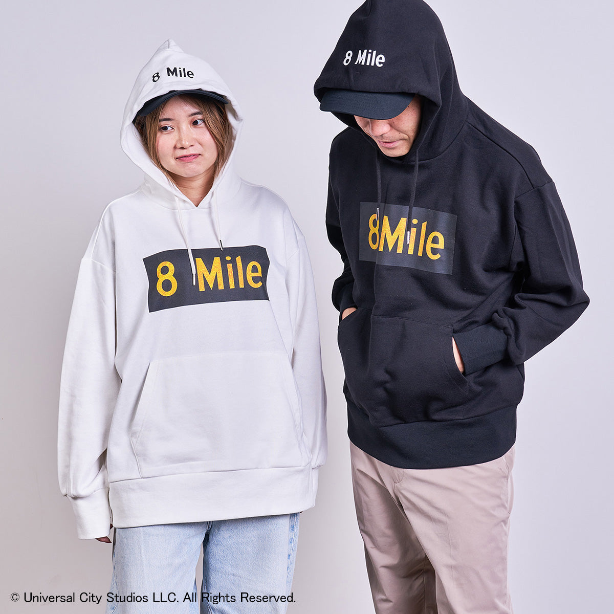 右:身長174cm Lサイズ着用、左:身長159cm Lサイズ着用