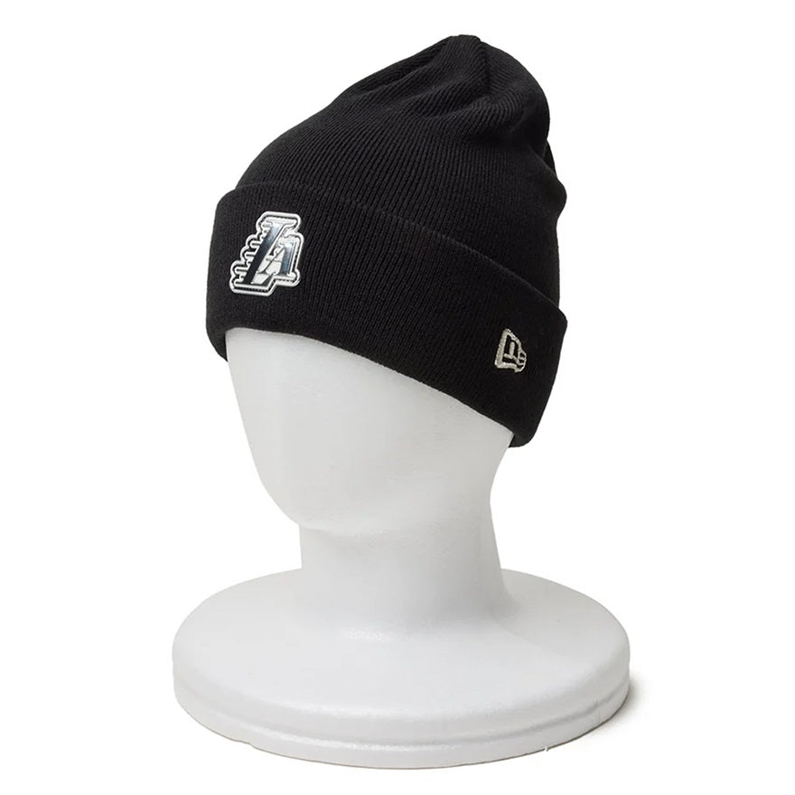 【NBA】NewEra ベーシック カフニット ロサンゼルス・レイカーズ  METALロゴ（LAKERS）