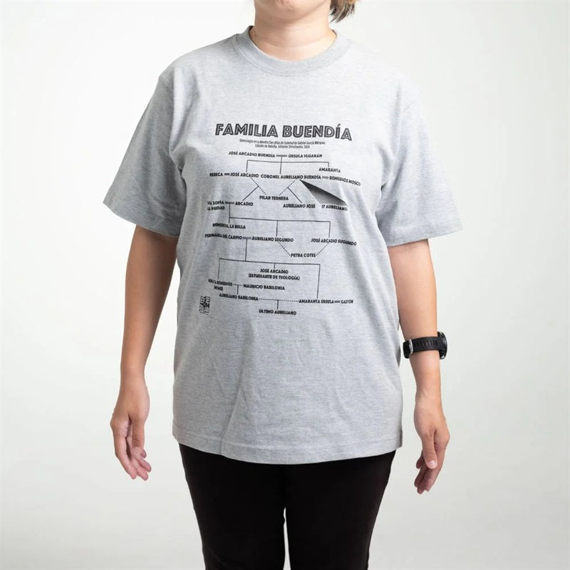 【ドラマと読書】文豪グッズ　『百年の孤独』ブエンディア一族家系図Tシャツ
