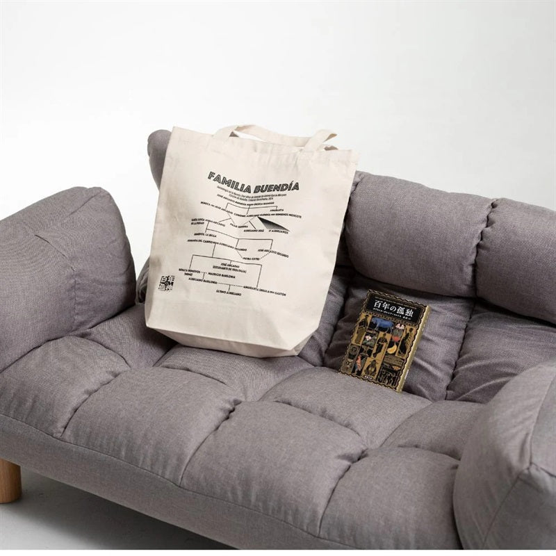 【ドラマと読書】文豪グッズ　『百年の孤独』ブエンディア一族家系図トートバッグ
