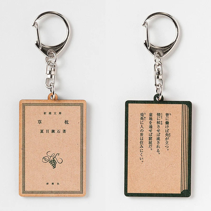 【ドラマと読書】文豪グッズ　夏目漱石　木製キーホルダー