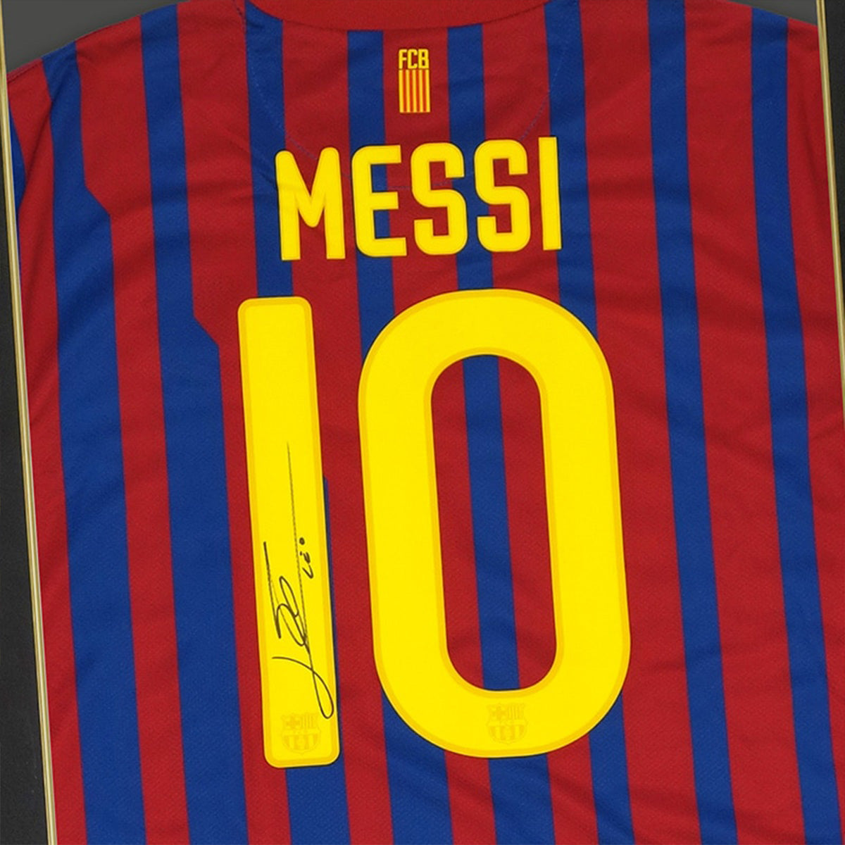 【メモラビリア】メッシ直筆サイン入りバルセロナ2020-21ホームサッカーユニフォーム特製フレーム (オーセンティック)