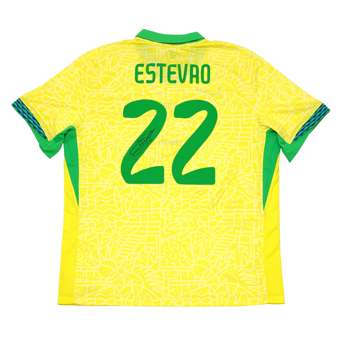 【メモラビリア】エステバン直筆サイン入りブラジル代表2024ホームサッカーユニフォーム特製フレーム