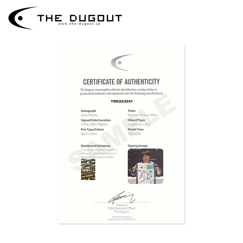 【メモラビリア】[世界限定22枚] 三笘薫直筆サイン入りグラフィックアート "The Albion"