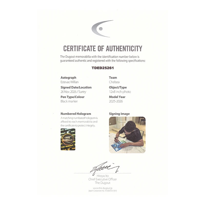 【メモラビリア】エステヴァン直筆サイン入りチェルシー25/26フォト特製フレーム (A4)