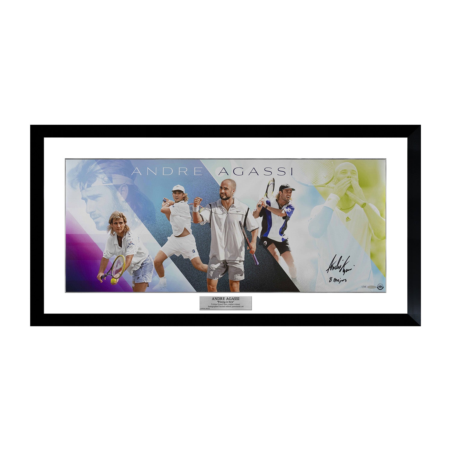 【メモラビリア】[世界限定25枚] アンドレ・アガシ直筆サイン入りパノラミックアート “Winning in Style” 特製フレーム