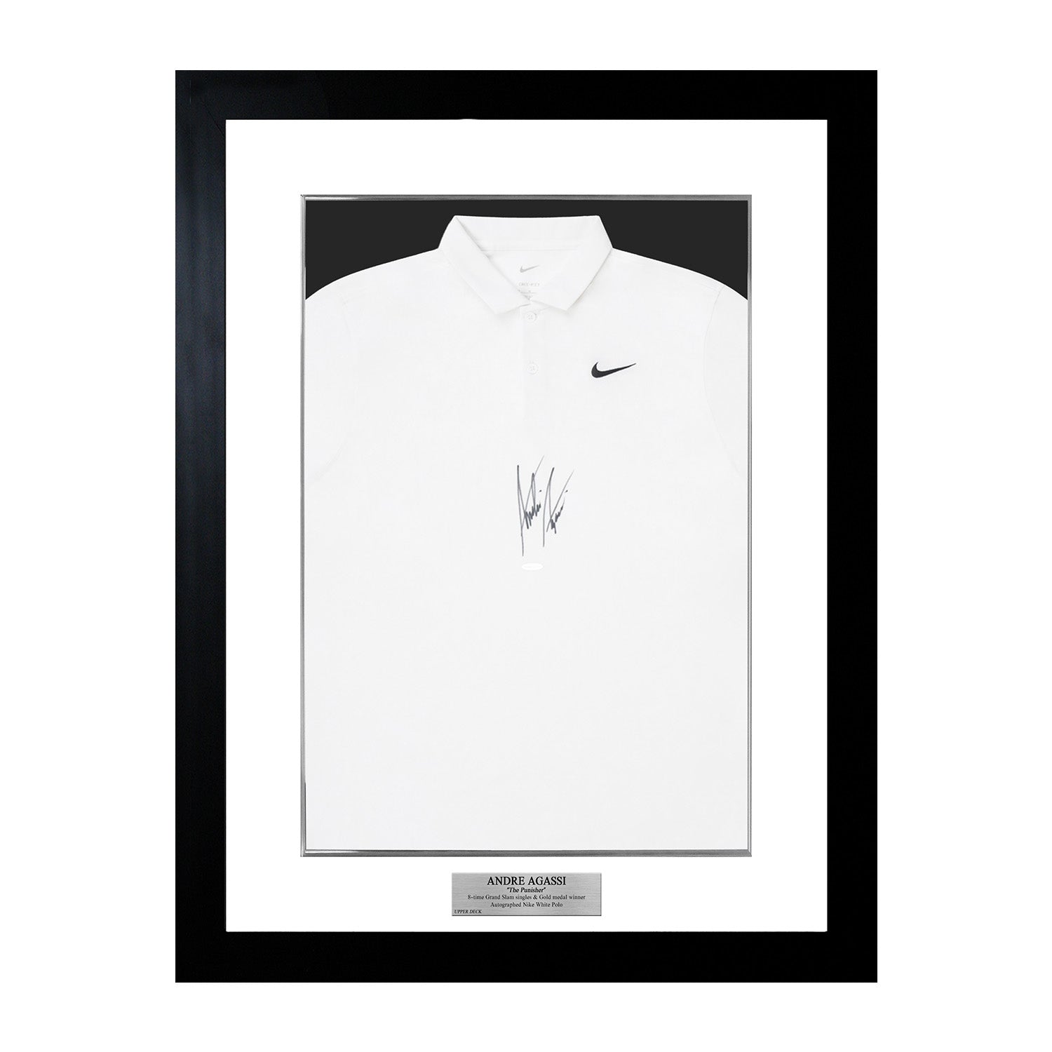 【メモラビリア】アンドレ・アガシ直筆サイン入りナイキ ポロシャツ 特製フレーム
