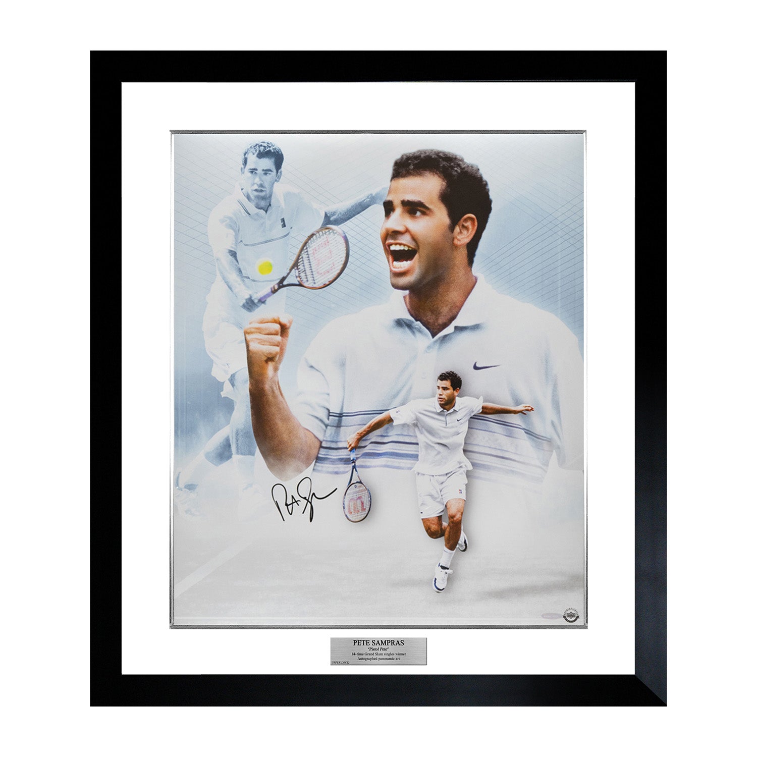 【メモラビリア】ピート・サンプラス直筆サイン入りコラージュ “Pistol Pete” 特製フレーム