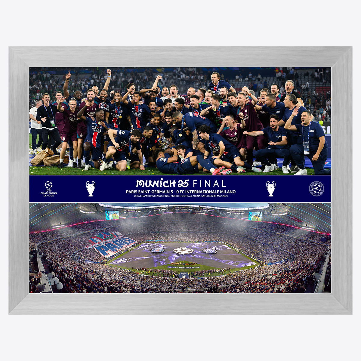 【UEFAチャンピオンズリーグ】 サッカー UCLファイナル 2025年 優勝記念フォト 木製フレーム入り