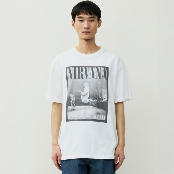 NIRVANA プリントTシャツ L ホワイト ニルヴァーナ(NIRVANA)LIVE AT READING Tシャツ【ジョンブル/JOHNBULL