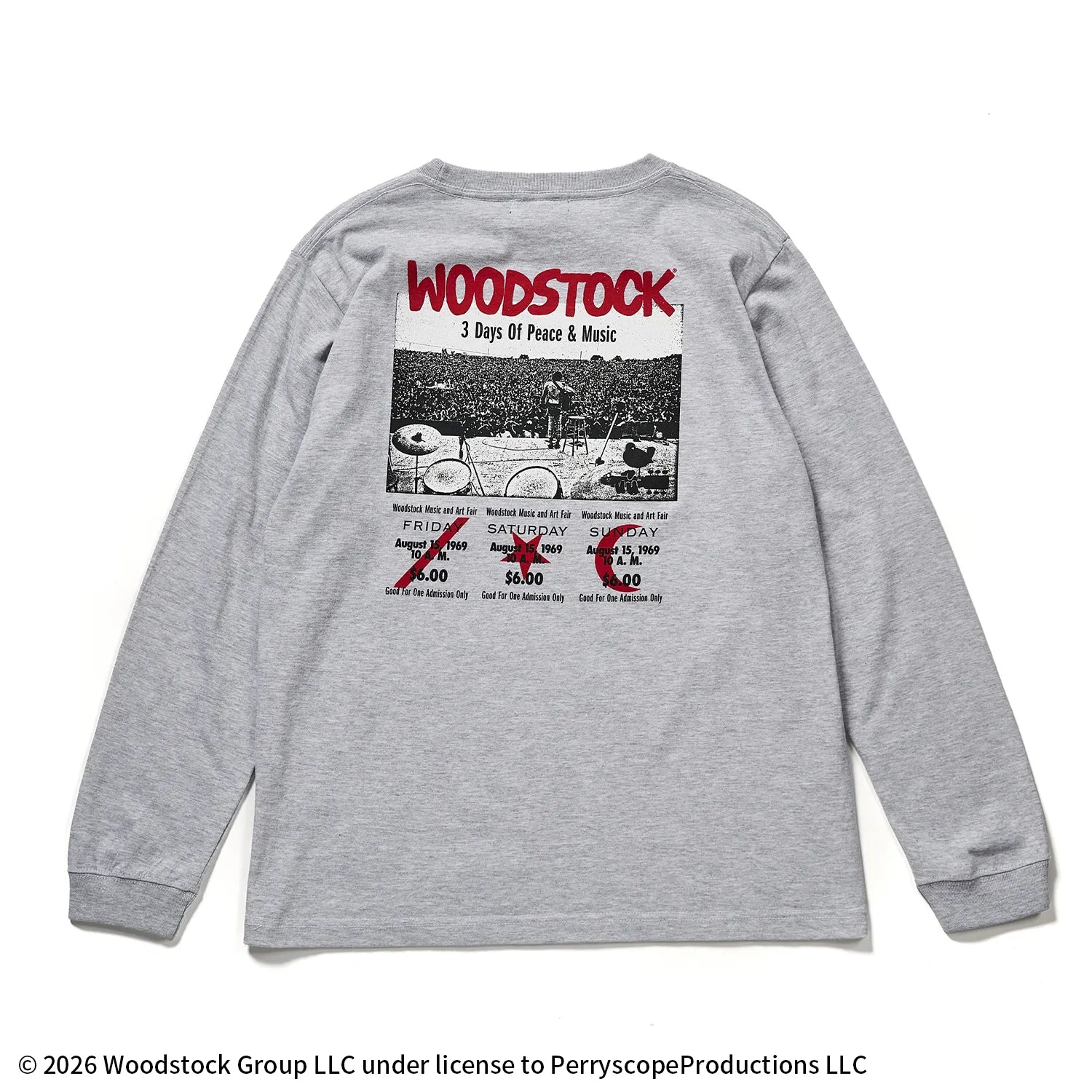 ウッドストック(WOODSTOCK)TICKET ART ロングスリーブTシャツ(バック