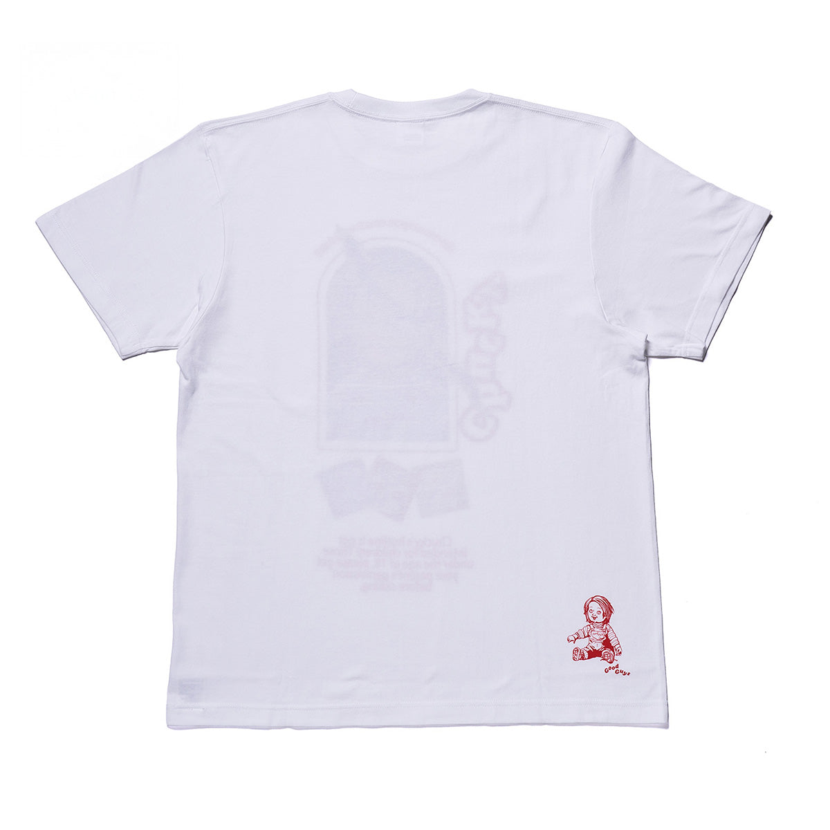 RAINY DAY FUN ホワイト レアTシャツ　Tatto チャッキー CHUCKY/チャッキー】オリジナルデザインTシャツ 刺繍 ドロップ
