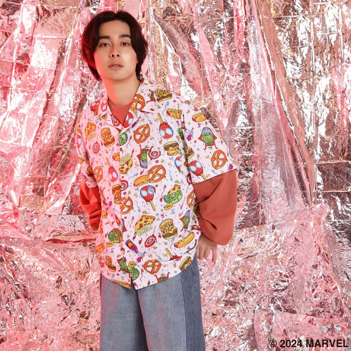 マーベル／MARVEL】FOOD MENU 総柄シャツ(PONEYCOMB TOKYO) | WOWOW百貨店