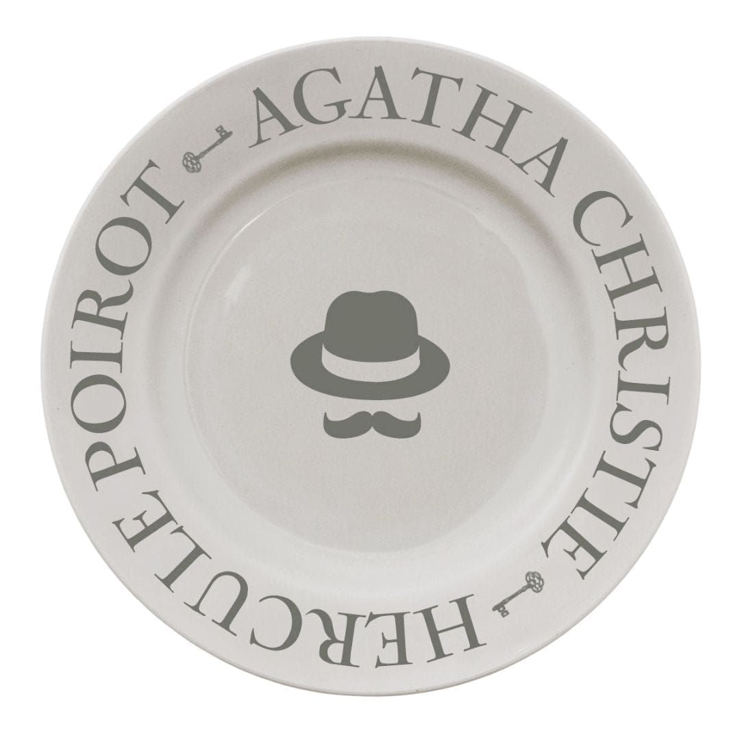 プレート　アガサ・クリスティー　エルキュール・ポアロ　ホワイト　18cm　日本製