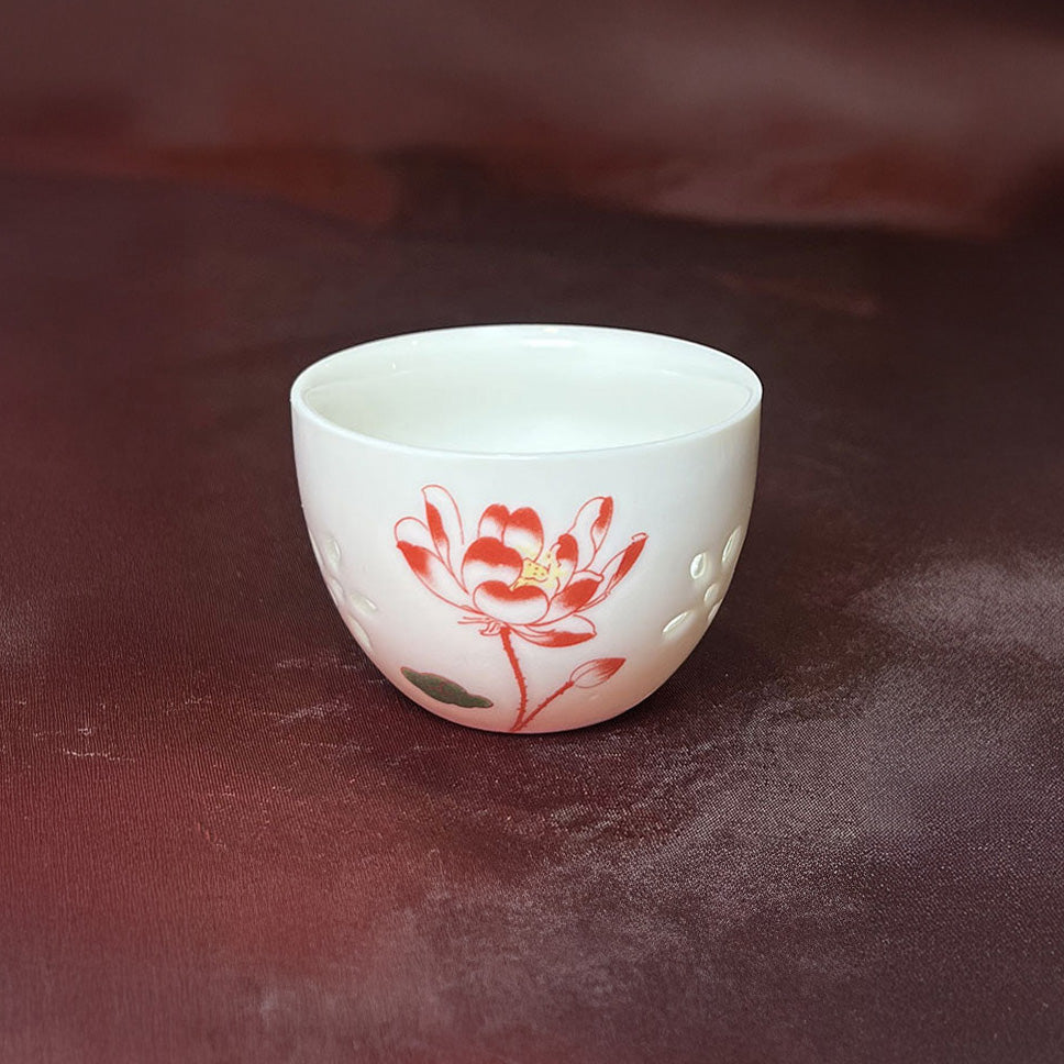 茶杯 透かし 赤｜中国物産展