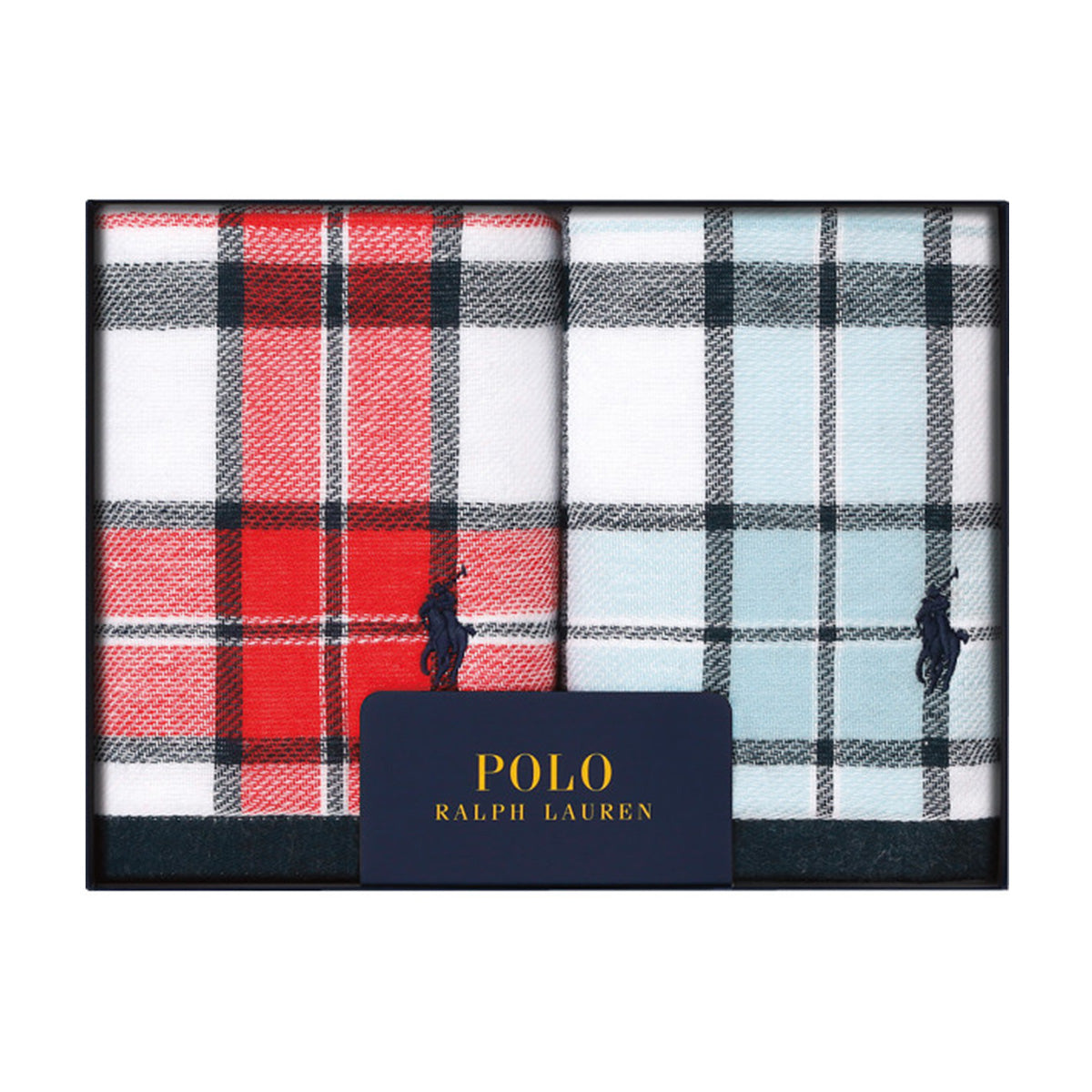 【ポロ ラルフ ローレン/POLO RALPH LAUREN】ウォッシュタオル2枚セット　ギフトボックス入り　レッド＆ブルーチェック