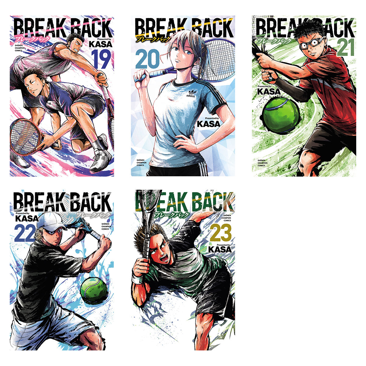 テニス漫画「BREAK BACK」23巻セット（著者描き下ろしサイン色紙入り