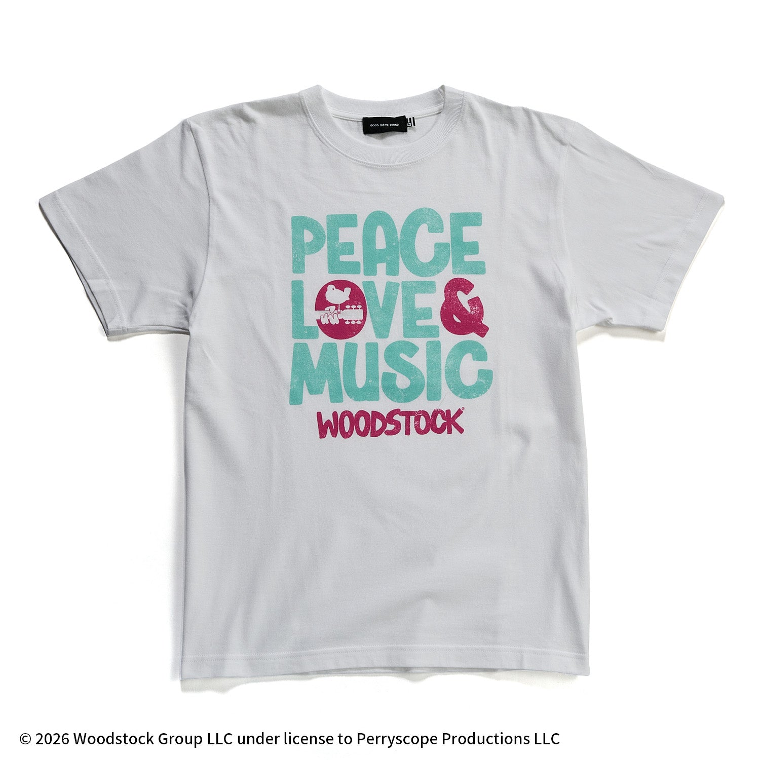 ウッドストック LOVE＆MUSIC ART Tシャツ（グッドロックスピード/GOOD ROCK SPEED）