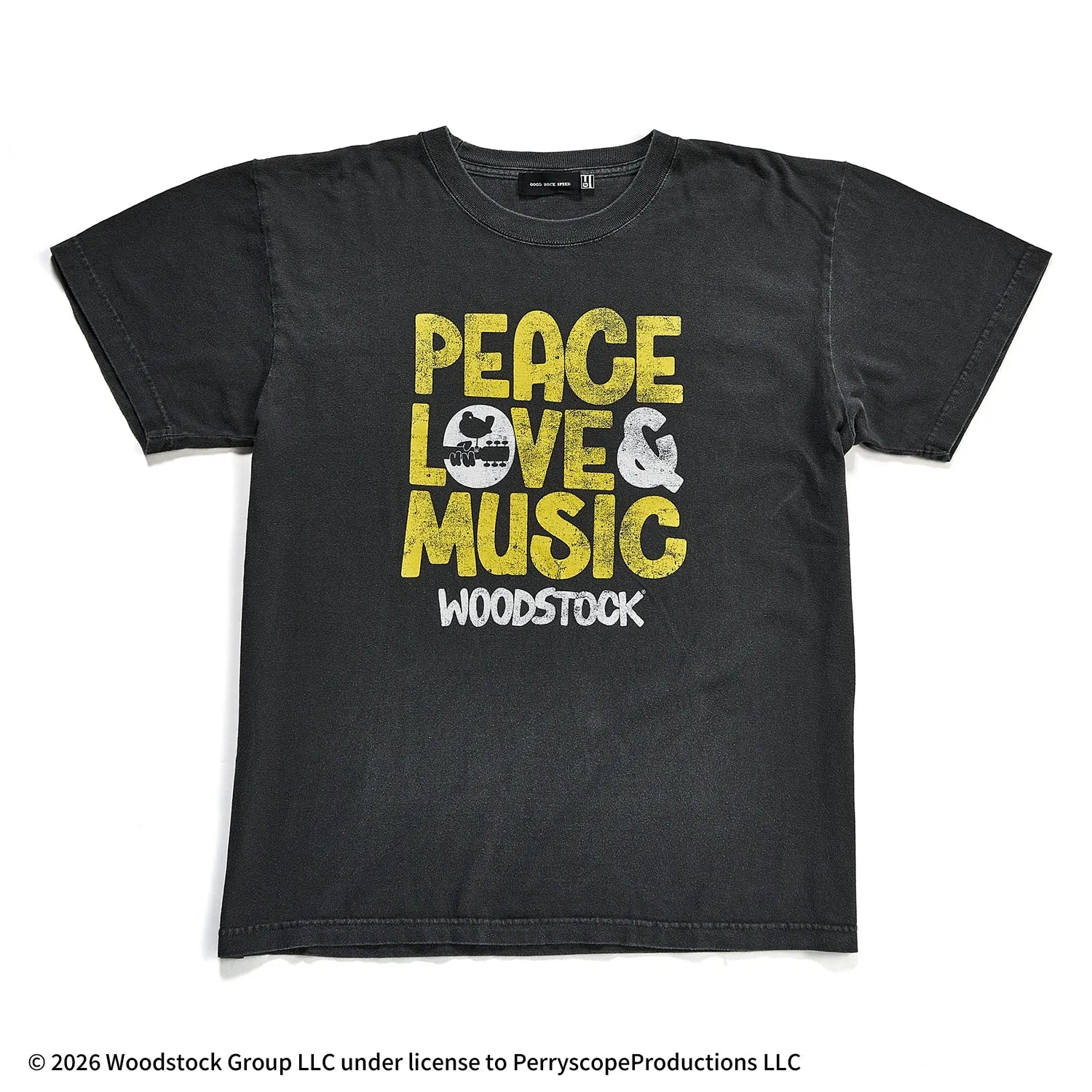 ウッドストック LOVE＆MUSIC ART Tシャツ（グッドロックスピード/GOOD ROCK SPEED）