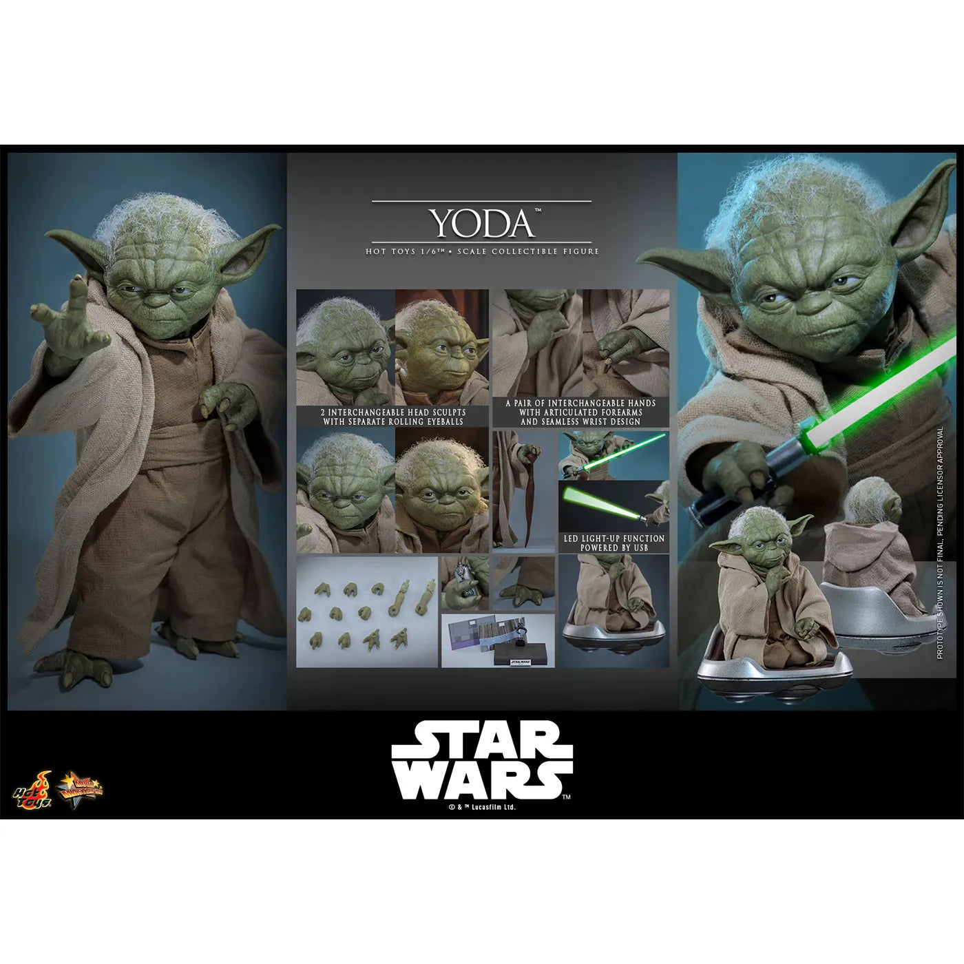 「スター・ウォーズ」1/6スケールフィギュア　ヨーダ（ムービーマスターピース スター・ウォーズ エピソード3／シスの復讐）