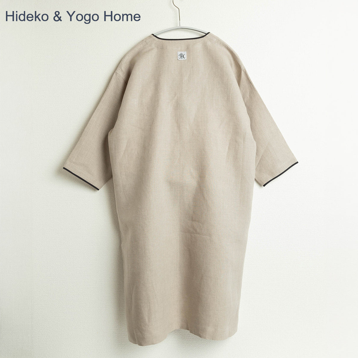 【連続ドラマＷ マイ・スイート・ホームで着用】Hideko & Yogo Home レディースチュニック ハードマンズリネン100％ 生成り（パイピング黒)
