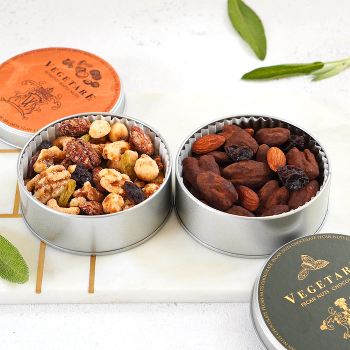 高品質ローストメープルナッツ＆高品質ピーカンナッツチョコ（BLACK）２缶セット（販売期限：2026/4/30まで）